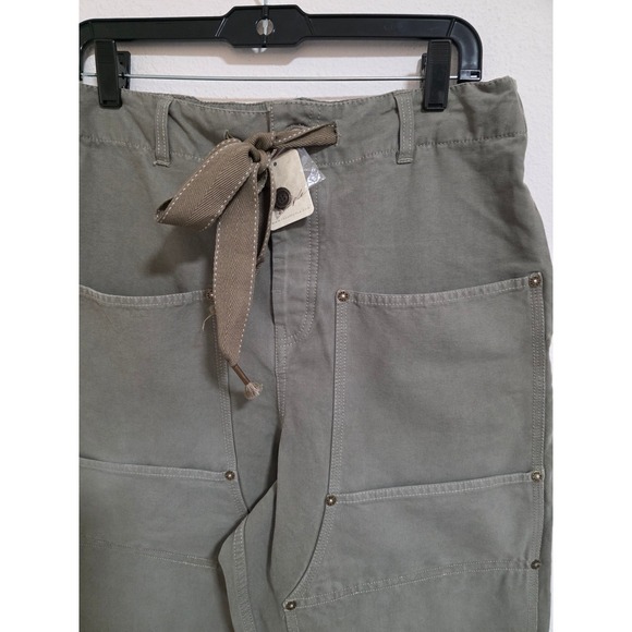 Free People Utility Workwear Cargo Pants Olive Green Drawstring Waist Size S - Picture 3 of 6